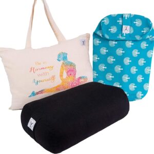 GAYO Yoga Bolster for Restorative Yoga – 100% Cotton, Includes Washable Cover and Carry Bag